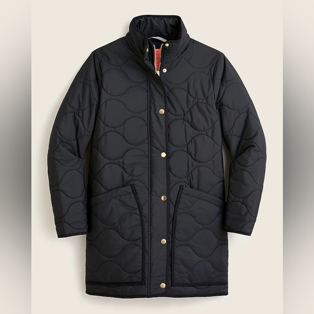 J.Crew Women's Signature Black Cocoon Puffer Coat with PrimaLoft XSP